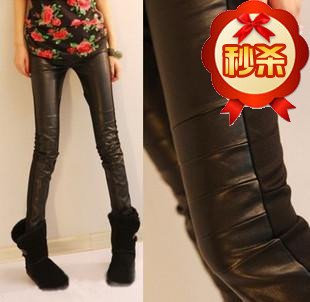 2013 spring and summer all-match patchwork leather pants legging