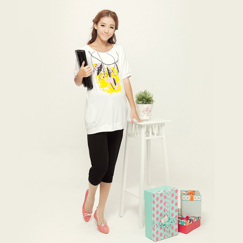 2013 spring and summer casual t-shirt print maternity set short-sleeve top set 325011