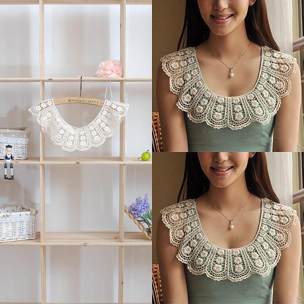 2013 spring and summer crochet knitted crotch false collar flower vintage small cape shirt