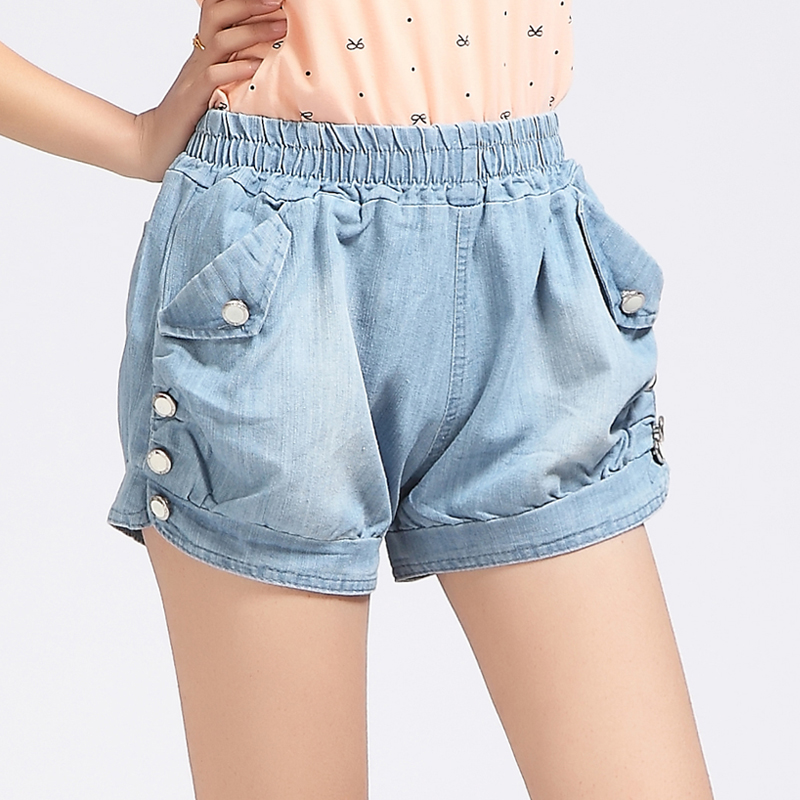 2013 spring and summer elastic denim shorts female bloomers distrressed loose shorts