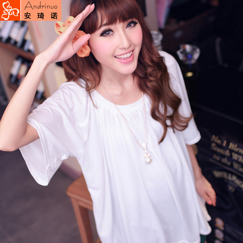 2013 spring and summer fashion maternity clothing solid color plus size maternity short-sleeve o-neck loose top t-shirt