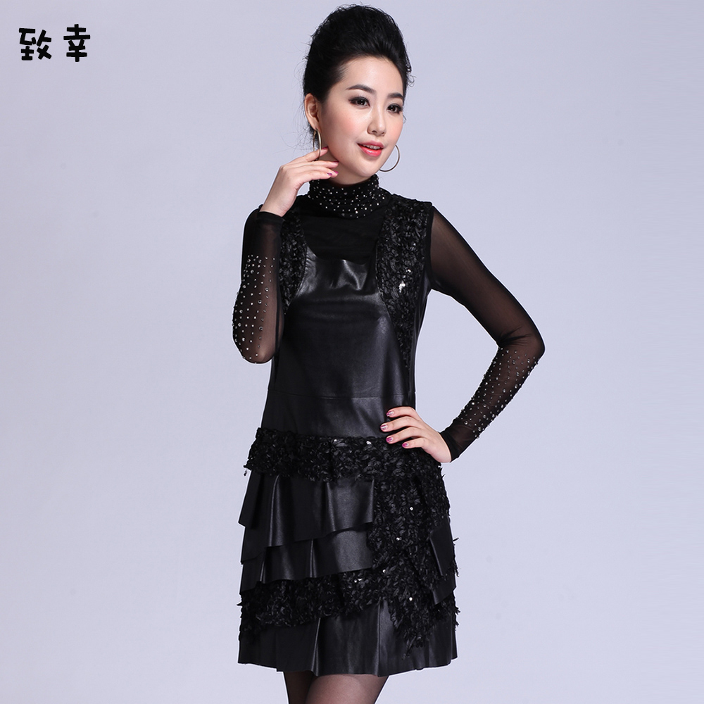 2013 spring and summer fashion women's beading net fabric laciness short design sleeveless vest clothing leather skirt 2105