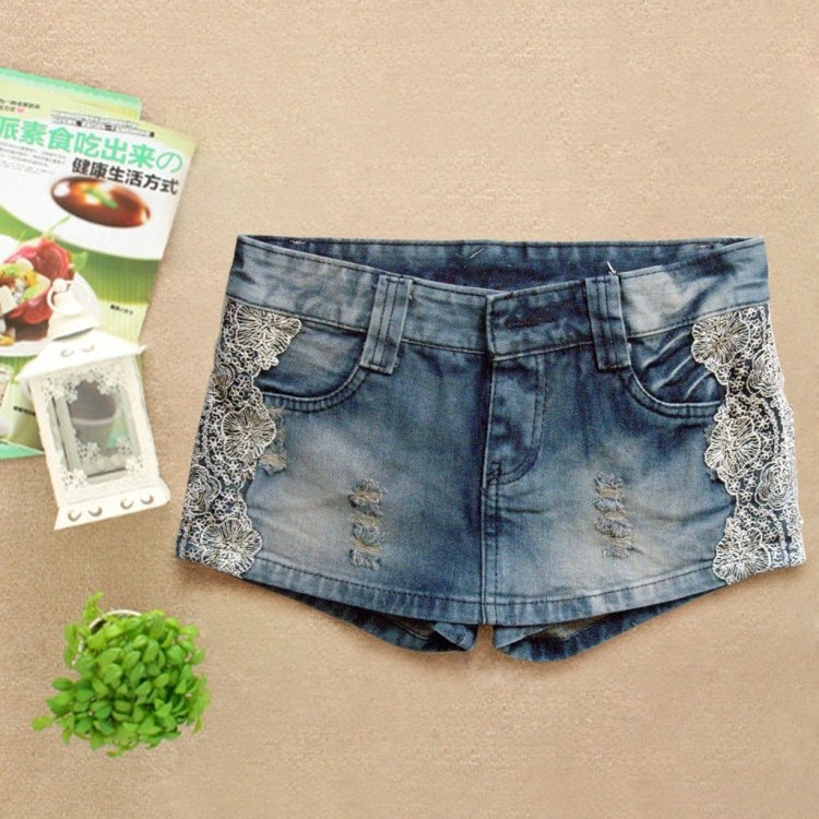 2013 spring and summer female denim shorts slim fashionable half-length ultra-short denim culottes leather skirt