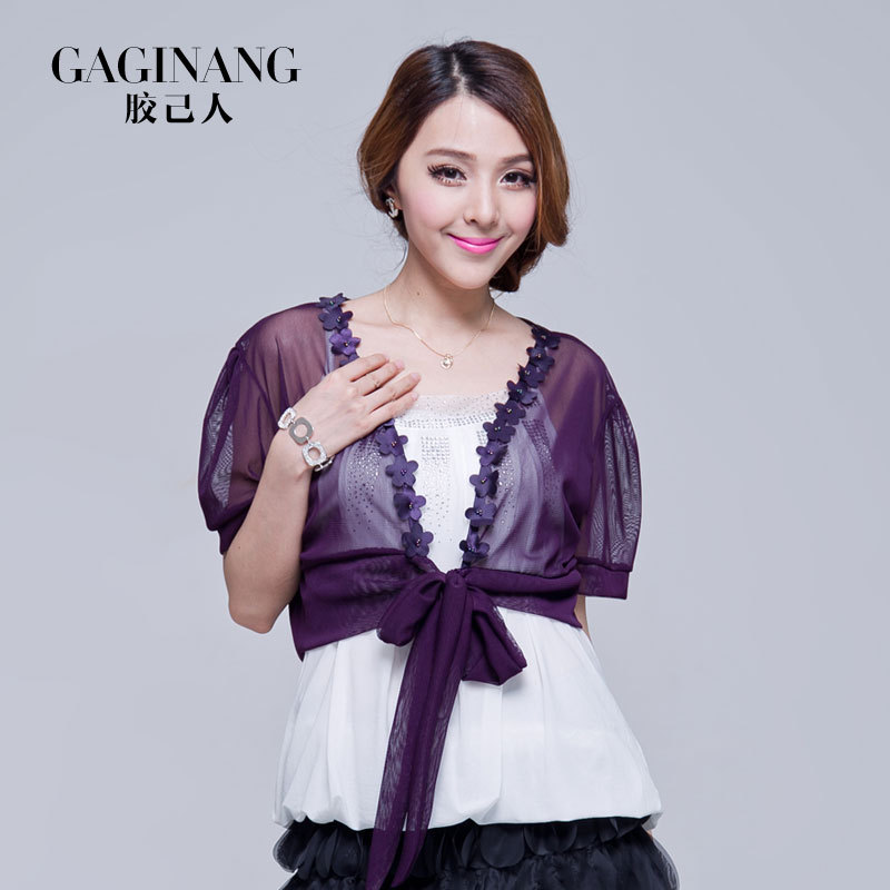 2013 spring and summer gauze coat short design loose plus size small cape all-match short-sleeve shrug female