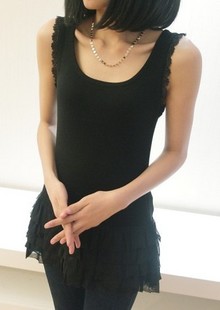 2013 spring and summer lace stripe sleeveless vest basic sweater one-piece dress female FREE SHIPPING