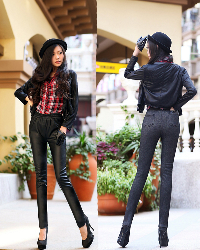 2013 spring and summer legging matte leather pants female slim faux leather plus size ultra elastic legging