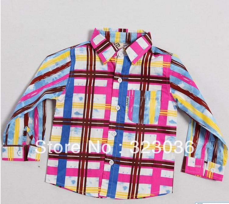 2013 spring and summer, long-sleeved cotton shirt boy baby flower shirt children's clothing