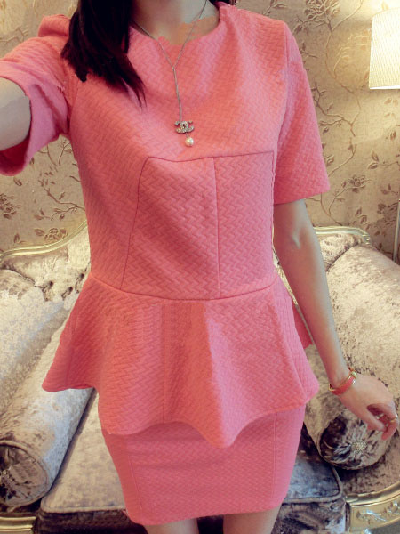 2013 spring and summer lotus leaf cute pink skirt set