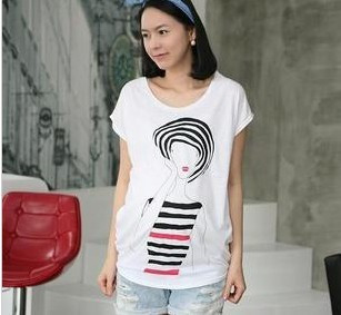 2013 spring and summer maternity clothing abstract maternity t-shirt short-sleeve cotton maternity top