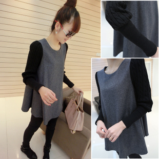 2013 spring and summer maternity clothing maternity long-sleeve T-shirt yarn top spring maternity one-piece dress