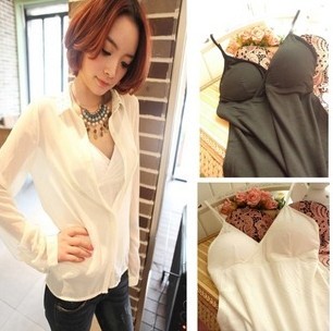 2013 spring and summer modal pad basic spaghetti strap comfortable V-neck wireless vest b610