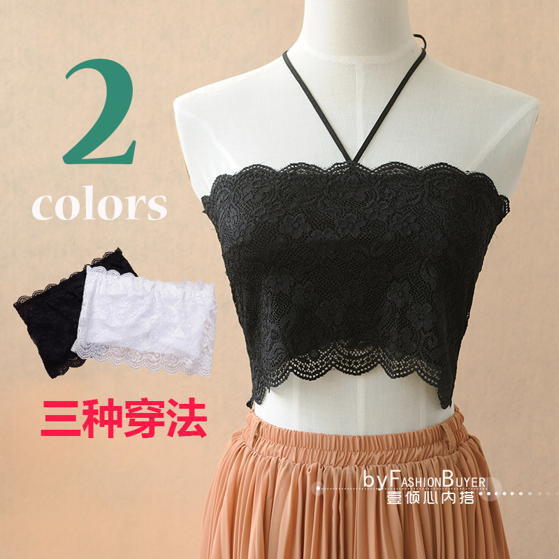 2013 spring and summer new arrival lace tube top tube top breathable comfortable basic halter-neck 3 tie double shoulder strap