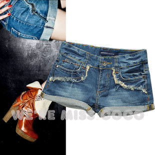 2013 spring and summer new women fashion sexy nap curling Slim denim shorts / hot pants free shipping