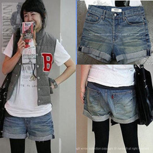 2013 spring and summer pants loose distrressed roll-up hem plus size casual denim jeans shorts boots pants