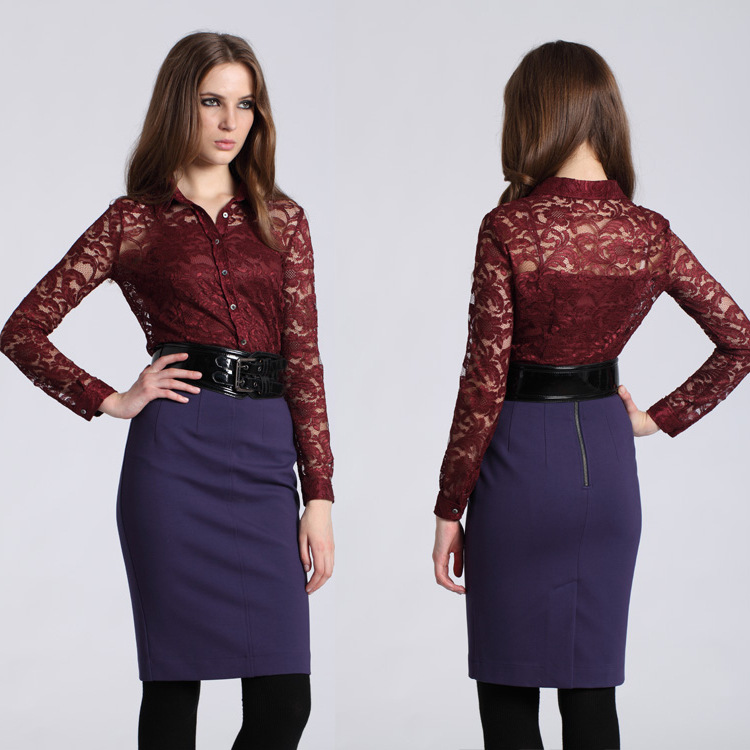 2013 Spring and summer women's lace top half-skirt set 1375