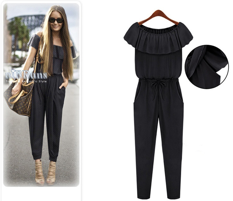 2013 spring&autumn, EUR style elegant fashion chiffon ladies jumpsuits, fashion womens pant