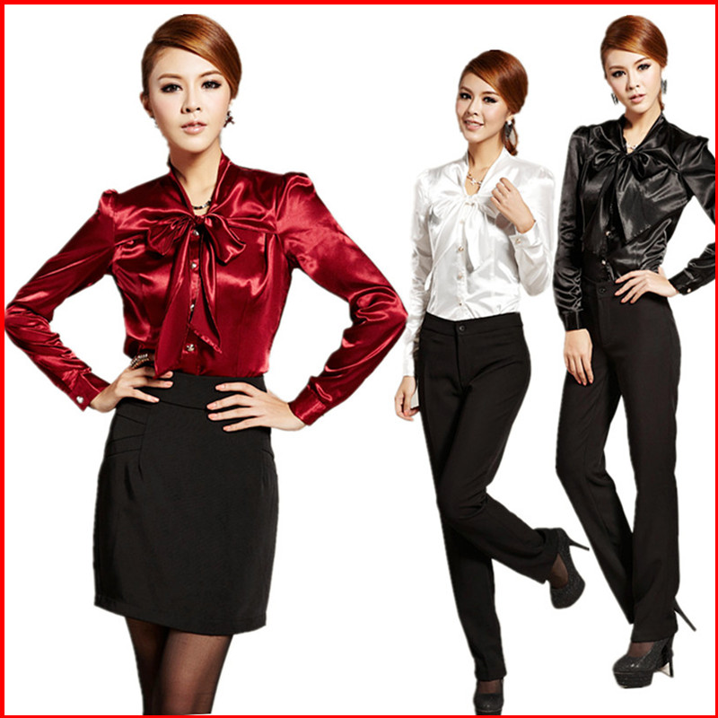 2013 spring autumn new high quality fashion formal women blouses shirts slim for work ol ladies long-sleeve shirts