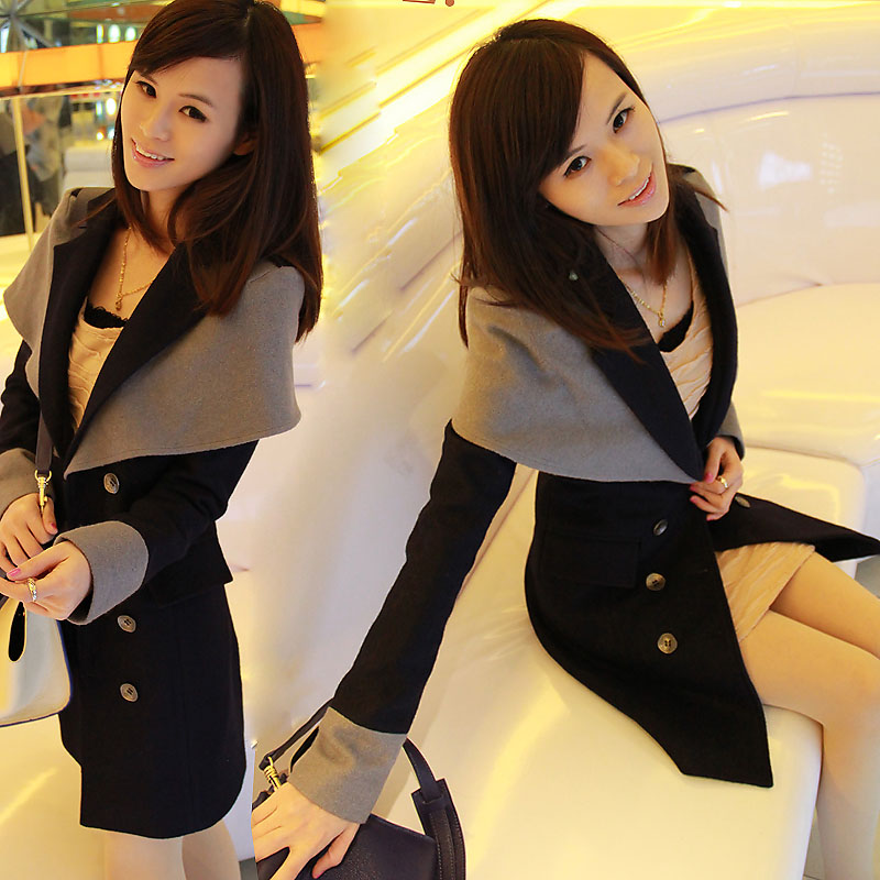 2013 spring autumn women's woolen outerwear medium-long slim cloak woolen spring overcoat Free Shipping
