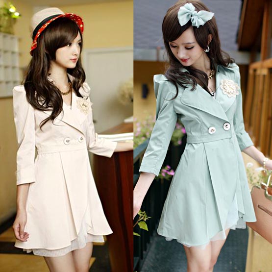 2013 spring AYILIAN DUOYI medium-long trench outerwear school wear sweet gentlewomen princess one-piece dress