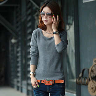 2013 spring AYILIAN women's basic sweater female sweater vintage thick sweater female long-sleeve