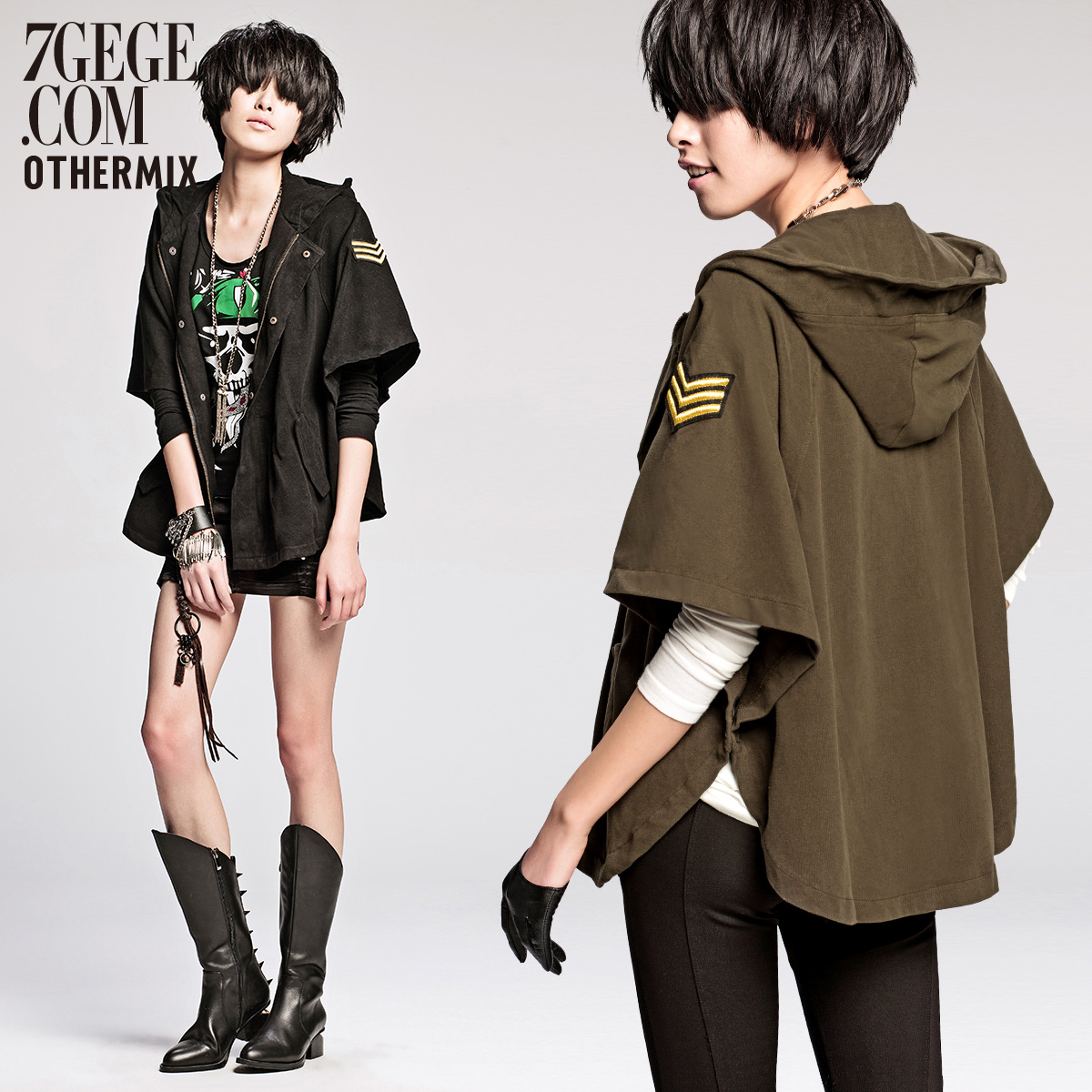 2013 spring batwing hooded trench type cloak women's 12p10004