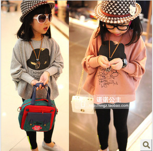 2013 spring batwing sleeve thickening child t-shirt sweatshirt outerwear 90-130cm 5sizes/lot each color