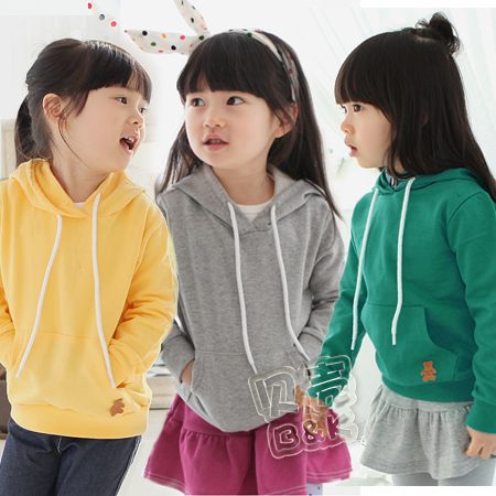 2013 spring bear baby girls clothing with a hood top outerwear wt-0544