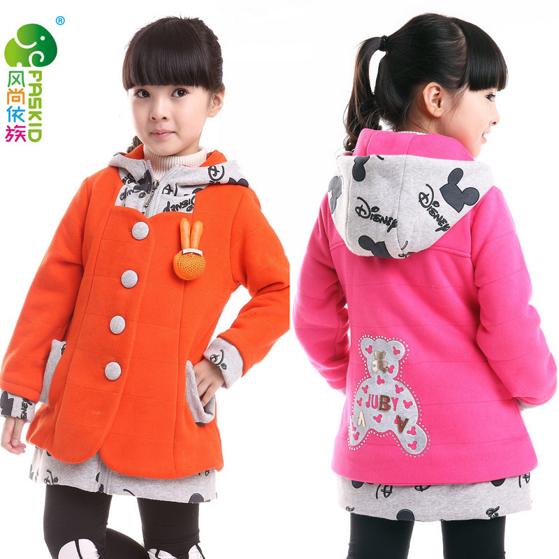2013 spring boys clothing female child baby long design with a hood thickening sweatshirt outerwear fleece