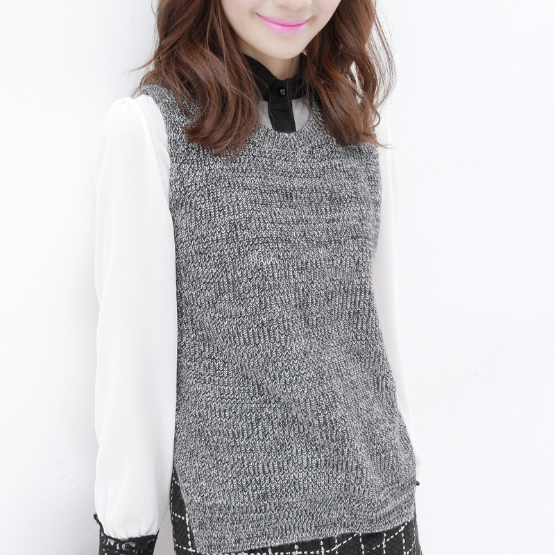 2013 spring brief elegant casual o-neck blended-color knitted yarn vest female ad381