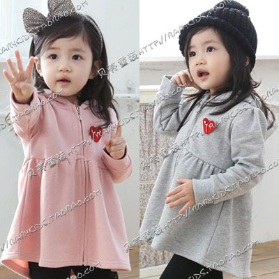 2013 spring brief girls clothing baby child with a hood dress clothes outerwear wt-0512