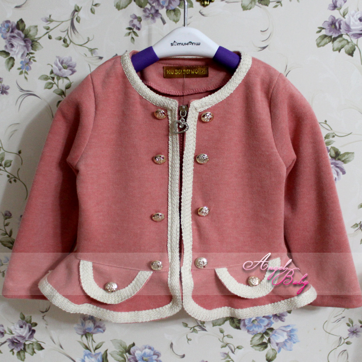 2013 spring brief girls clothing solid color baby child short design small trench outerwear 9002