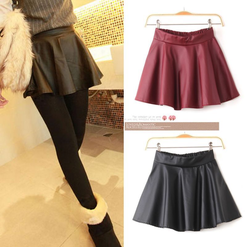 2013 spring bust skirt leather skirt princess dress all-match preppy style leather skirt bust skirt