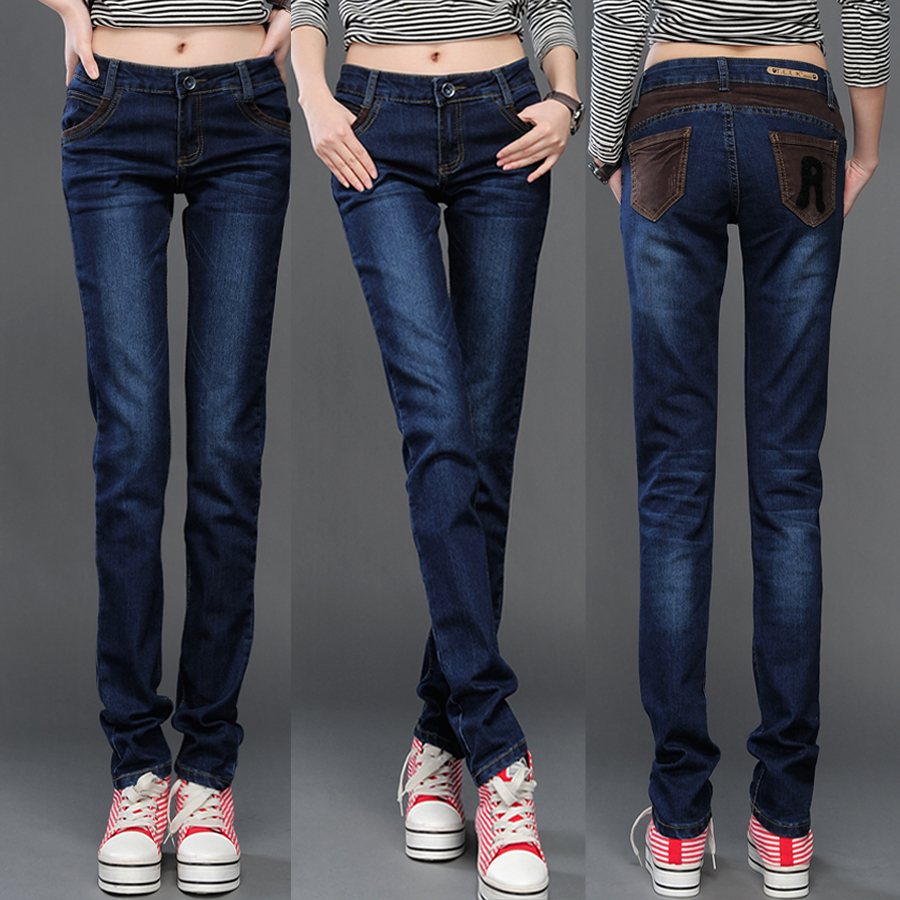 2013 spring butt-lifting patchwork pencil pants jeans skinny pants female trousers free shipping