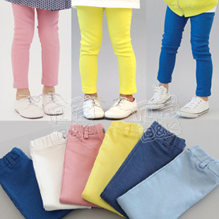 2013 spring candy all-match girls clothing baby child trousers elastic pencil pants kz-1095