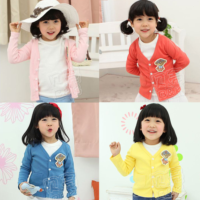 2013 spring candy bear girls clothing baby child cardigan wt-0607 free shipping