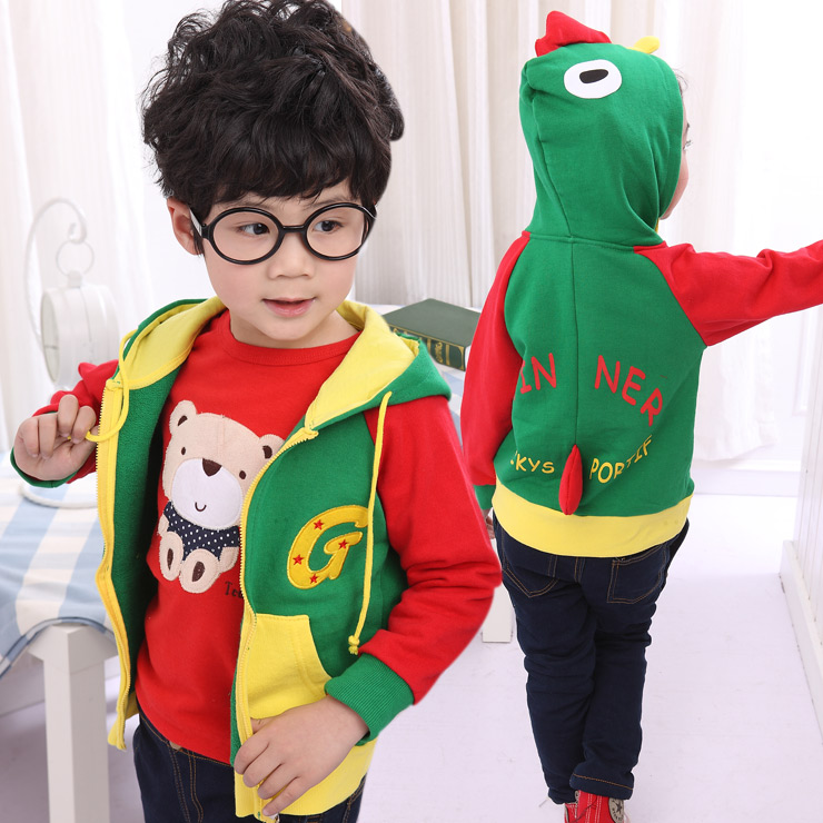 2013 spring cartoon chick style outerwear embroidery letter baby top zipper sweater Free Shipping