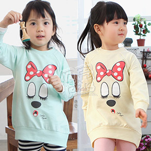 2013 spring cartoon head portrait girls clothing baby long design sweatshirt wt-0579 Free Shipping
