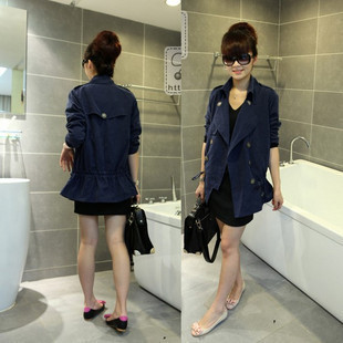 2013 spring casual fashion medium-long vintage high quality fabric slim waist female trench