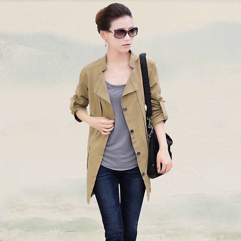 2013 spring casual medium-long women's trench outerwear