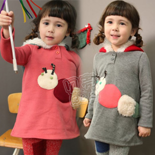 2013 spring caterpillar girls clothing with a big hood fleece sweatshirt outerwear wt-0742