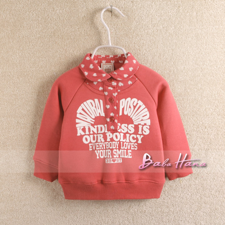 2013 spring child baby girls clothing children long-sleeve sweatshirt brushed pullover outerwear