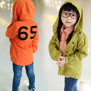 2013 spring child trench female child candy color design long overcoat baby top children's clothing outerwear