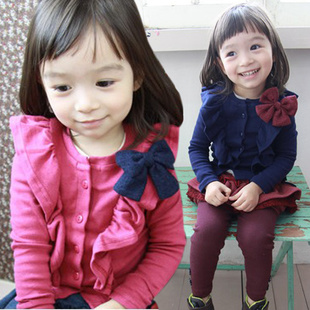 2013 spring children's clothing bow baby child girls clothing cardigan 5776
