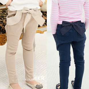 2013 spring children's clothing bow child female child baby trousers casual pants 3570