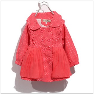 2013 spring children's clothing female child baby fashion dot  trench female outerwear cardigan