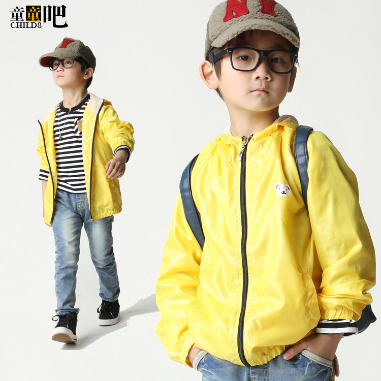 2013 spring children's clothing jacket trench zipper sweater double layer breathable thin trench outerwear