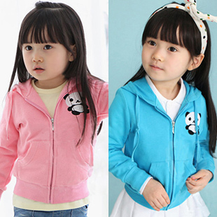 2013 spring children's clothing panda baby female child long-sleeve thickening with a hood outerwear sweatshirt 5034