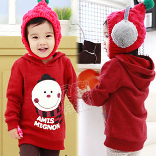 2013 spring christmas snowman baby girls clothing with a hood fleece sweatshirt wt-0925