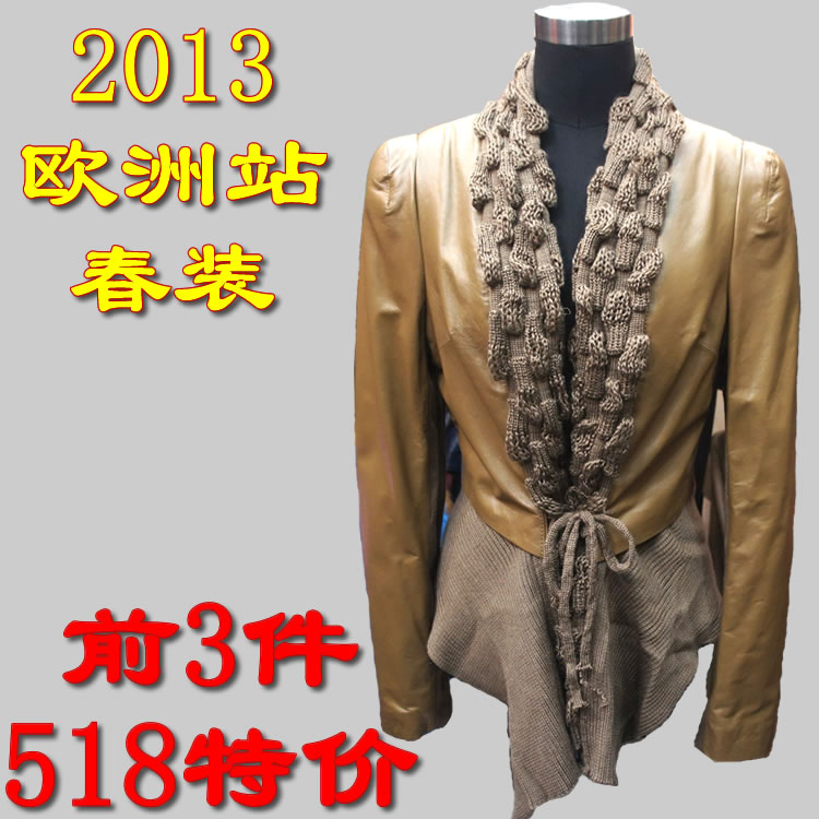 2013 spring clothing female genuine leather sheepskin fashion knitted coat