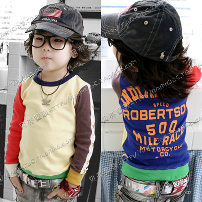 2013 spring color block decoration star paragraph boys clothing girls clothing baby sweatshirt outerwear wt-0203 (CC001)